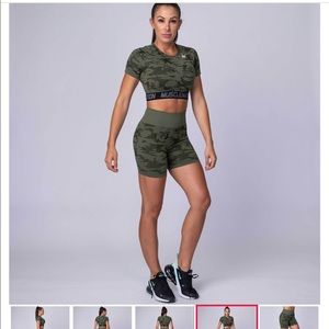 Muscle Nation Seamless High Waist workout shorts.